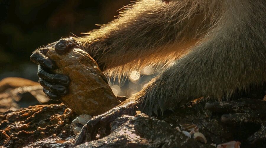 Monkeys Use Tools to Open Shells | BBC Earth